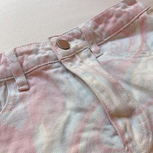 Marble Print Raw Hem Shorts